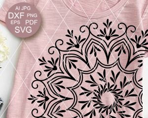 Vintage Tulip Mandala SVG, Botanical Flourish DXF, Classic T-Shirt Cut File