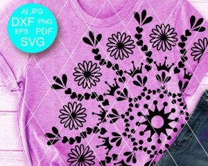 Wildflower Mandala SVG, Botanical Flower DXF, Sunflower T-Shirt Cut File