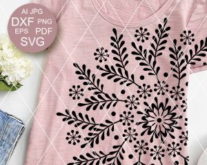 Geometric Botanical Mandala SVG for Cricut, Round Leaf Ornament, Digital Download